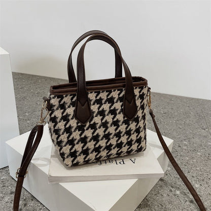 LovelyRLovely LovelyRLovely Checkerboard Shoulder Bag Coffee Houndstooth LovelyRLovely Checkerboard Shoulder Bag