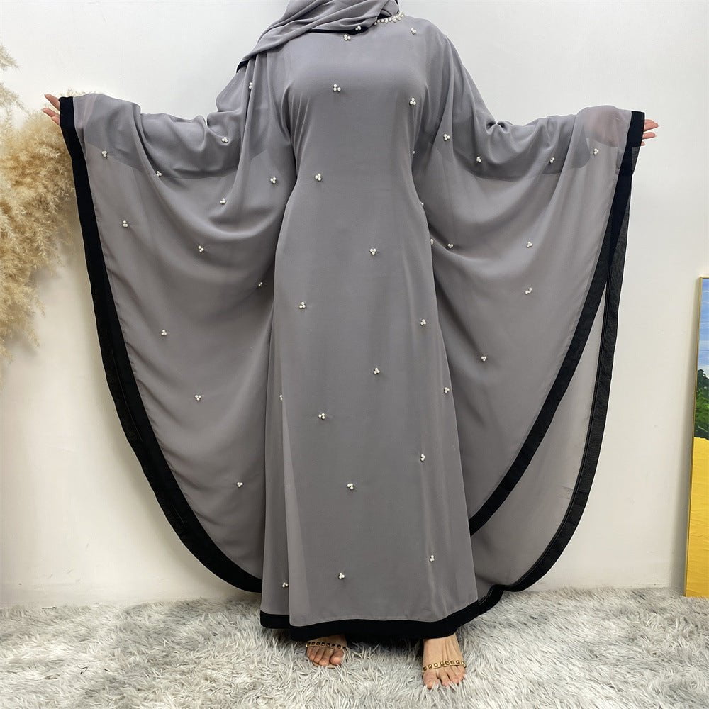 LovelyRLovely LovelyRLovely Chiffon Elegant Loose Musl LovelyRLovely Chiffon Elegant Loose Muslim Robe Bat Sleeve Dress