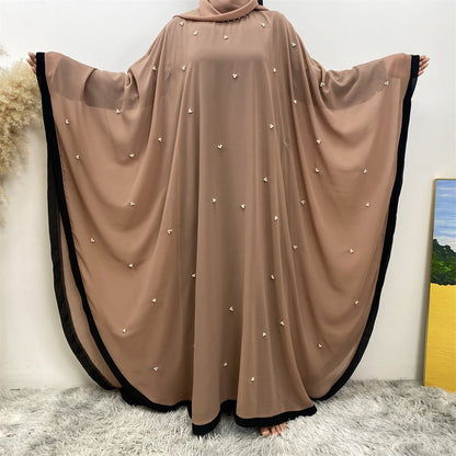 LovelyRLovely LovelyRLovely Chiffon Elegant Loose Musl LovelyRLovely Chiffon Elegant Loose Muslim Robe Bat Sleeve Dress