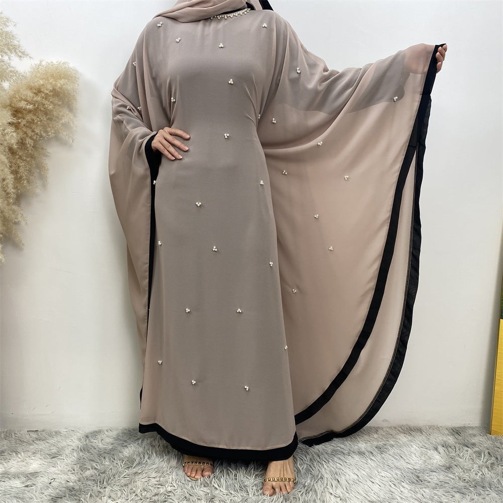 LovelyRLovely LovelyRLovely Chiffon Elegant Loose Musl LovelyRLovely Chiffon Elegant Loose Muslim Robe Bat Sleeve Dress