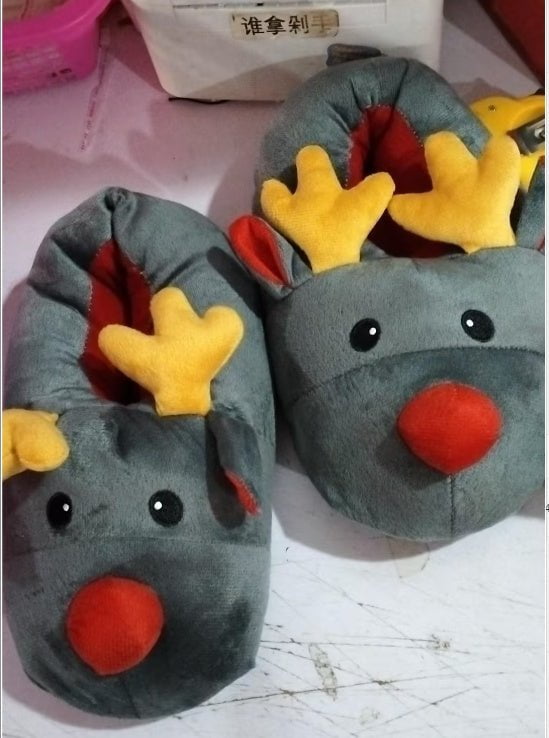 LovelyRLovely LovelyRLovely Christmas Cute Elk Home Sl Grey / 36to37 LovelyRLovely Christmas Cute Elk Home Slippers