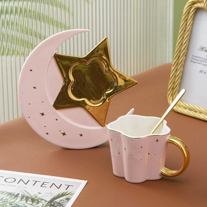 LovelyRLovely LovelyRLovely Creative Ceramic Cup With LovelyRLovely Creative Ceramic Cup With Star And Moon Saucer