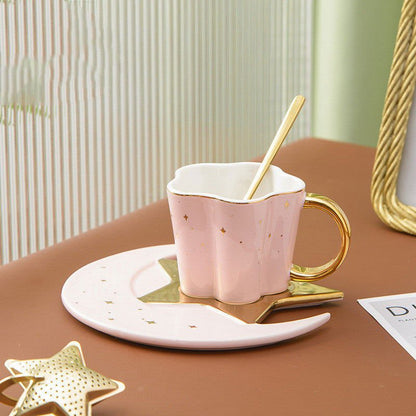 LovelyRLovely LovelyRLovely Creative Ceramic Cup With Pink LovelyRLovely Creative Ceramic Cup With Star And Moon Saucer