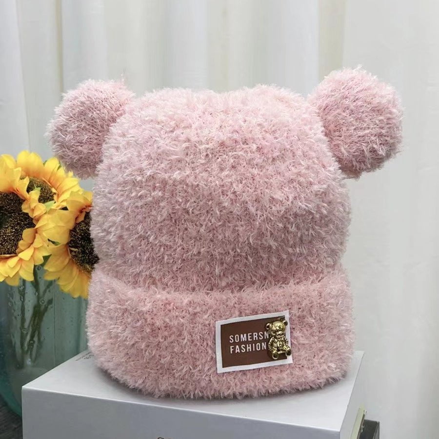 LovelyRLovely LovelyRLovely Cute Bear Plush Hat Pink LovelyRLovely Cute Bear Plush Hat