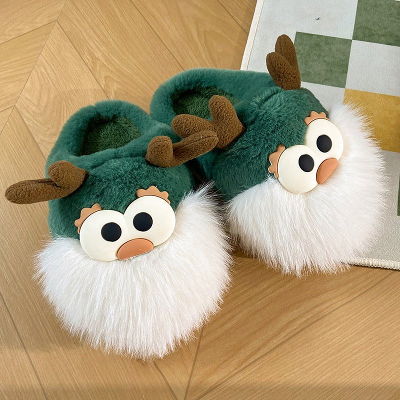 LovelyRLovely LovelyRLovely Cute Cartoon Christmas Dee Green / 36to37 LovelyRLovely Cute Cartoon Christmas Deer Slippers