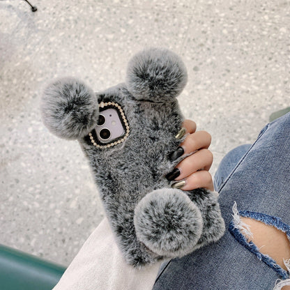 LovelyRLovely LovelyRLovely Cute Plush Panda Hand Warm Gray / IPhone15 LovelyRLovely Cute Plush Panda Hand Warmer Phone Case