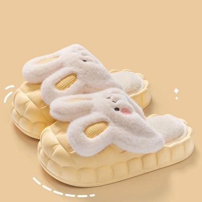 LovelyRLovely LovelyRLovely Cute Rabbit Fuzzy Slippers Yellow / 36to37 LovelyRLovely Cute Rabbit Fuzzy Slippers