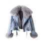 LovelyRLovely LovelyRLovely Detachable Fur Liner Denim Blue / 3XL LovelyRLovely Detachable Fur Liner Denim Coat