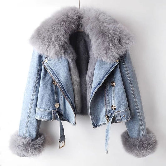 LovelyRLovely LovelyRLovely Detachable Fur Liner Denim LovelyRLovely Detachable Fur Liner Denim Coat