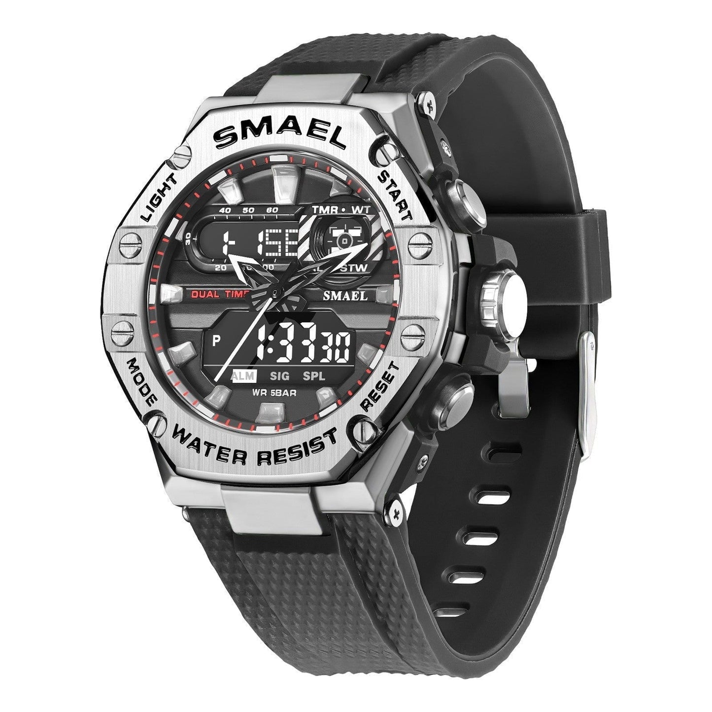 LovelyRLovely LovelyRLovely Digital Alloy Watch Men Silver LovelyRLovely Digital Alloy Watch Men