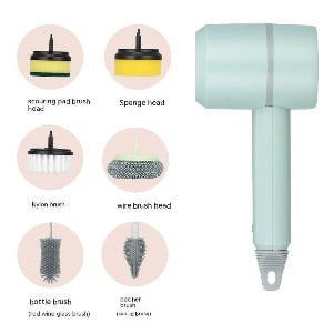 LovelyRLovely LovelyRLovely Dishwashing USB Automatic Green / Six headed LovelyRLovely USB Wireless Electric Kitchen Dish Washing Brush