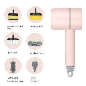 LovelyRLovely LovelyRLovely Dishwashing USB Automatic Pink / Six headed LovelyRLovely USB Wireless Electric Kitchen Dish Washing Brush