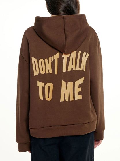 LovelyRLovely LovelyRLovely Don't Talk To Me Long -sl Brown / 2XL LovelyRLovely  Don't Talk To Me Long -sleeved Hooded Sweater