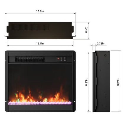 LovelyRLovely LovelyRLovely Electric Fireplace Inserts Black LovelyRLovely Electric Fireplace Inserts