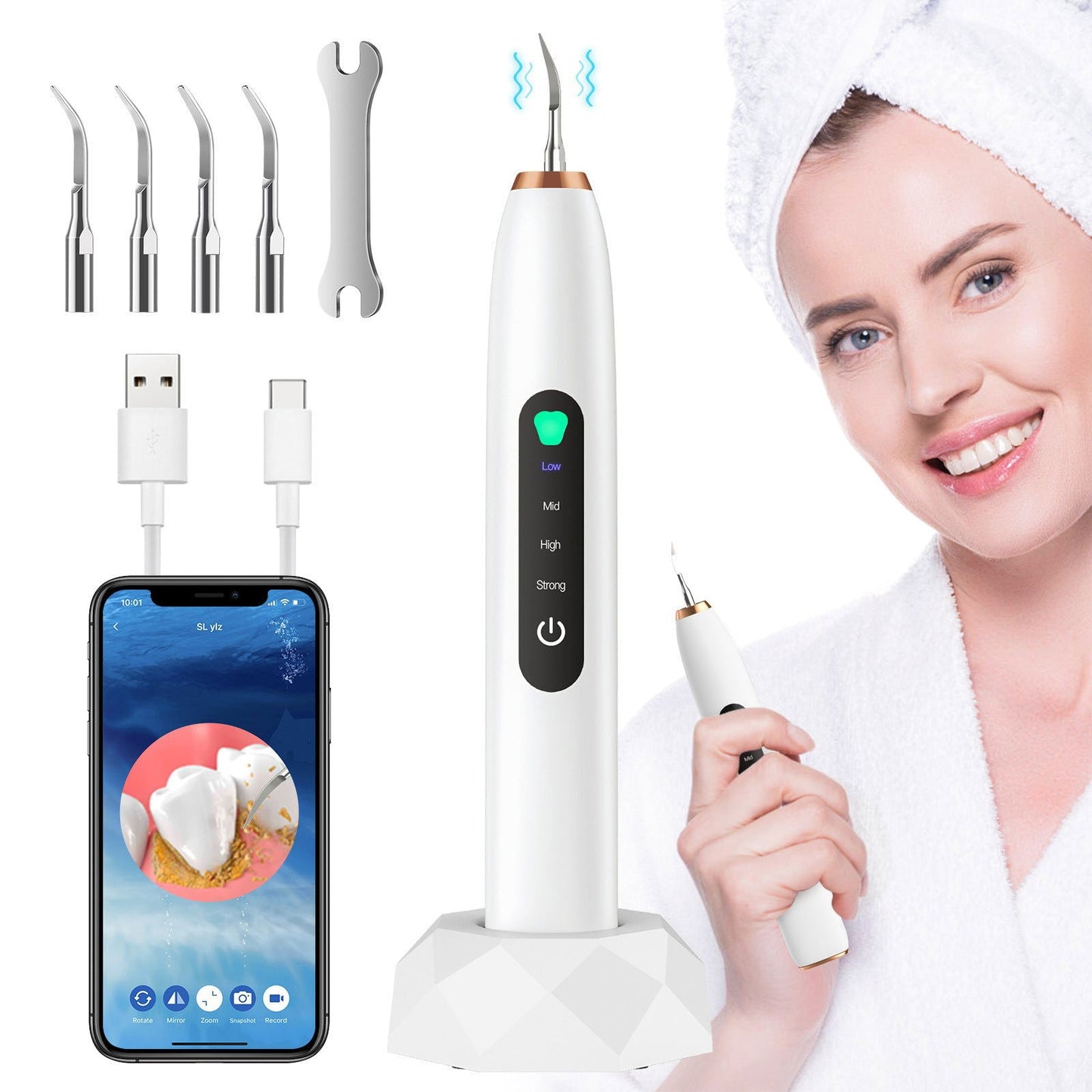 LovelyRLovely LovelyRLovely Electric Visual Ultrasonic White USB Charging LovelyRLovely Electric Visual Ultrasonic Teeth Cleaner