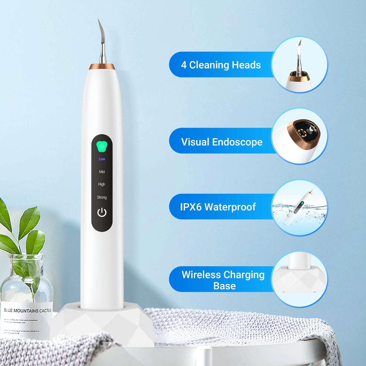 LovelyRLovely LovelyRLovely Electric Visual Ultrasonic White USB Charging LovelyRLovely Electric Visual Ultrasonic Teeth Cleaner