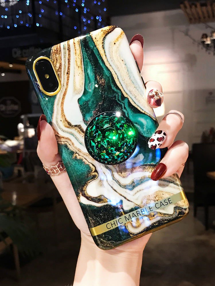 LovelyRLovely LovelyRLovely Emerald Marble Rhinestone Phone Case