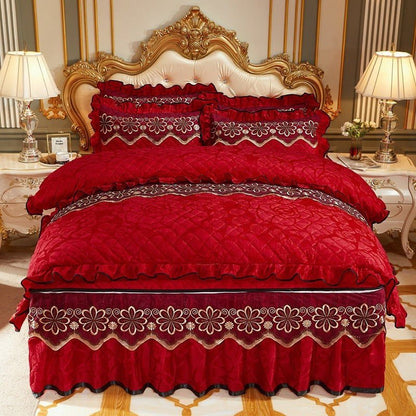 LovelyRLovely LovelyRLovely European Style 4pcs Quilt Red / 1.2m LovelyRLovely European Style 4pcs Quilt Set