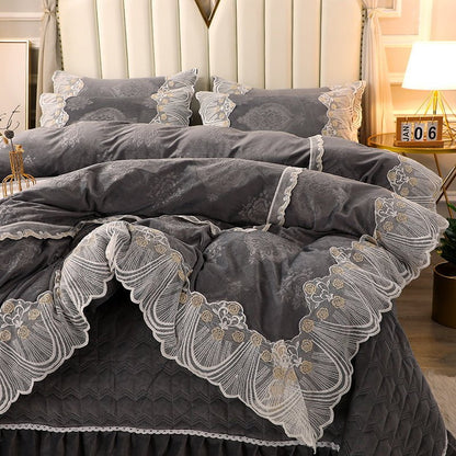 LovelyRLovely LovelyRLovely European Style Lace Velvet Photo Color / 5 Style / 1.5mFourpiece suit LovelyRLovely European Style Lace Velvet 4piece Duvet Set