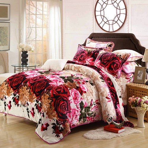 LovelyRLovely LovelyRLovely Fashionable Velvet Mink Wa Happiness / L LovelyRLovely Fashionable Velvet Mink Warm Bedding Set