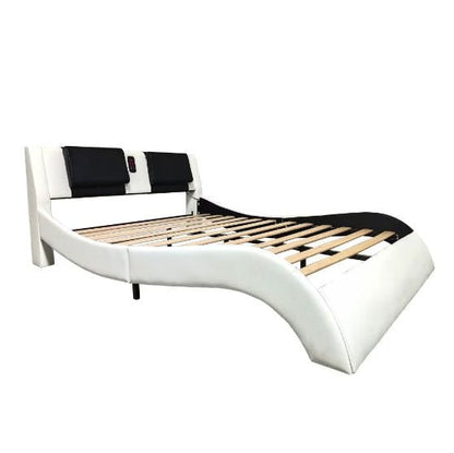 LovelyRLovely LovelyRLovely Faux Leather LED Platform White LovelyRLovely Faux Leather LED Platform Smart Bed Frame