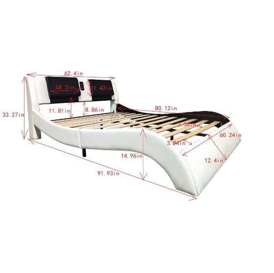 LovelyRLovely LovelyRLovely Faux Leather LED Platform White LovelyRLovely Faux Leather LED Platform Smart Bed Frame