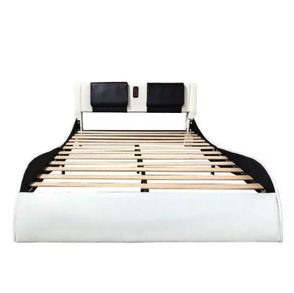 LovelyRLovely LovelyRLovely Faux Leather LED Platform White LovelyRLovely Faux Leather LED Platform Smart Bed Frame