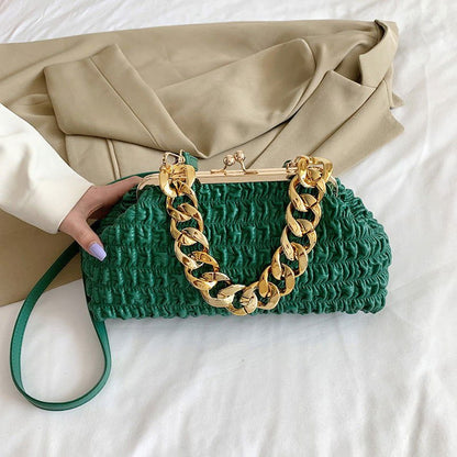 LovelyRLovely LovelyRLovely Folded Chain Metal Bag Green LovelyRLovely Folded Chain Metal Bag