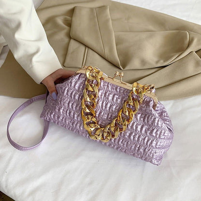 LovelyRLovely LovelyRLovely Folded Chain Metal Bag Purple LovelyRLovely Folded Chain Metal Bag