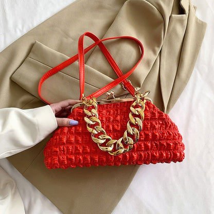 LovelyRLovely LovelyRLovely Folded Chain Metal Bag Red LovelyRLovely Folded Chain Metal Bag