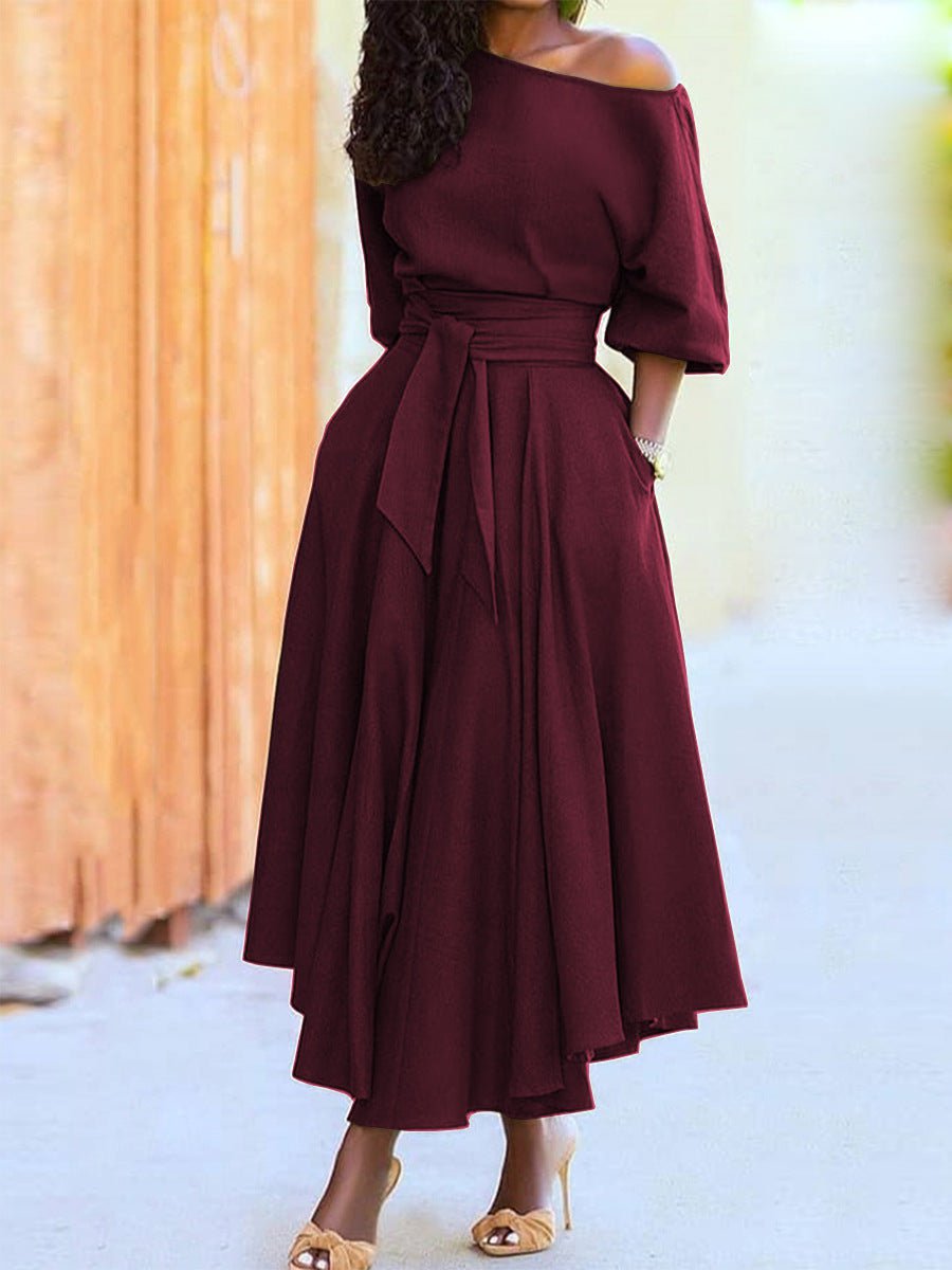 LovelyRLovely LovelyRLovely Formal Slanted Shoulder Bo Wine Red / L LovelyRLovely Formal Slanted Shoulder Bodycon Dress