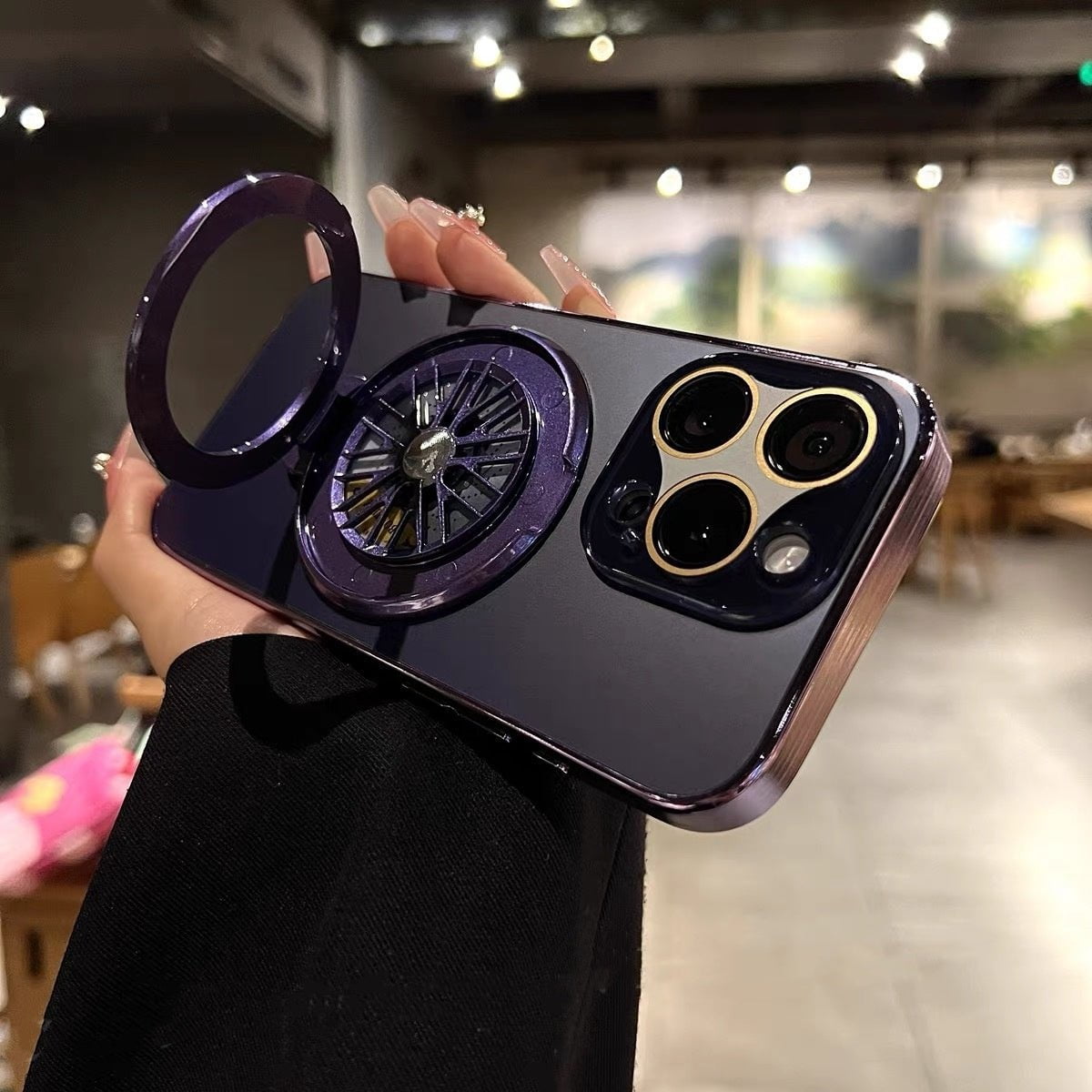 LovelyRLovely LovelyRLovely Frosted Rotating Gyro Magn Dark Purple / IPhone11Pro LovelyRLovely Frosted Rotating Gyro Magnetic Bracket Phone Case