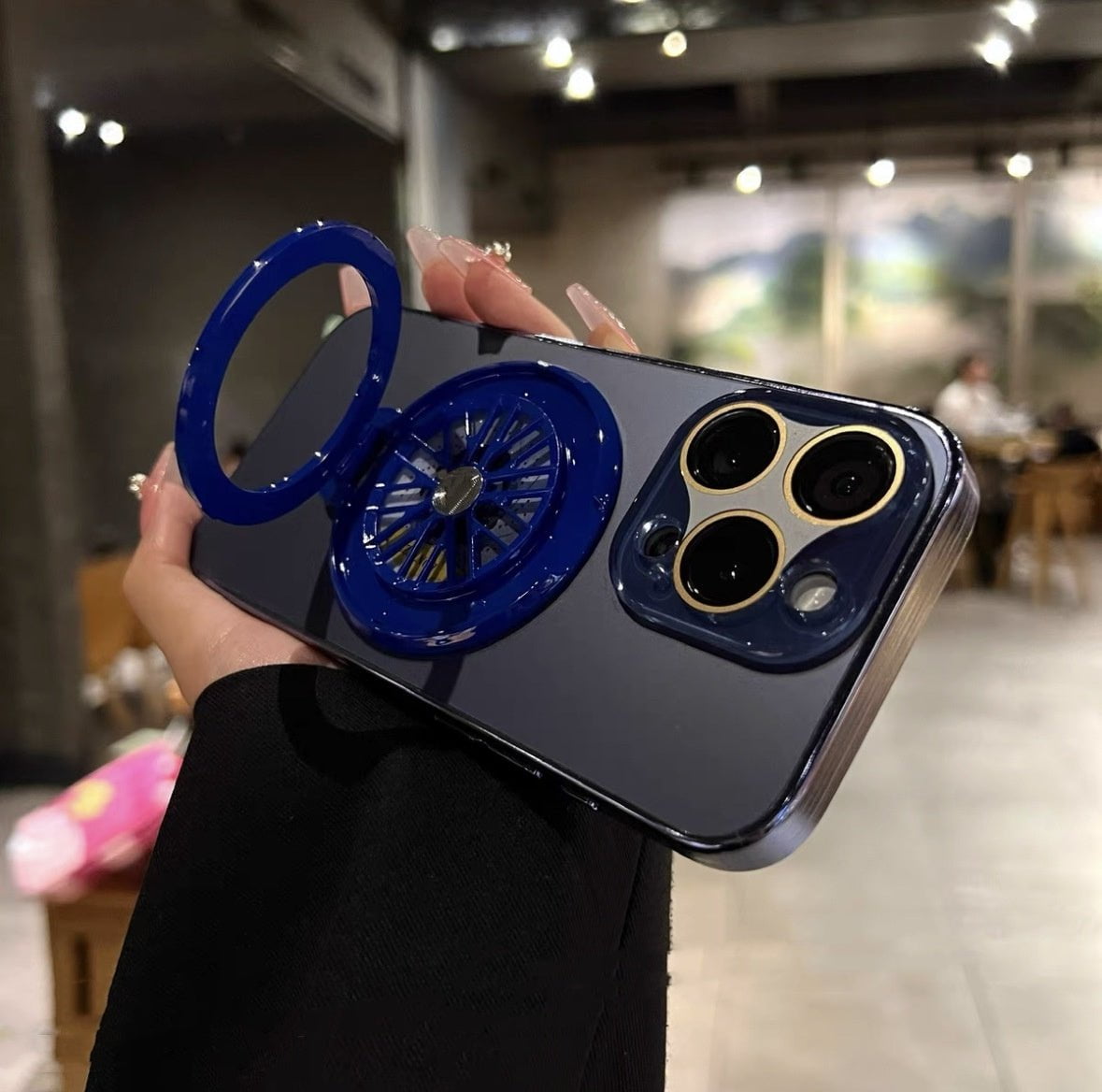 LovelyRLovely LovelyRLovely Frosted Rotating Gyro Magn Titanium Blue / IPhone11 LovelyRLovely Frosted Rotating Gyro Magnetic Bracket Phone Case