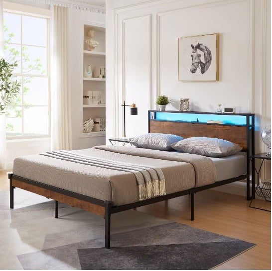 LovelyRLovely LovelyRLovely Full Size Metal Platform B Black LovelyRLovely Full Size Metal Platform Bed Frame