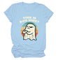 LovelyRLovely LovelyRLovely Ghost Print Ladies Short S Light Blue / 2XL LovelyRLovely Ghost Print Ladies Short Sleeve T.Shirt