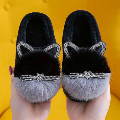 LovelyRLovely LovelyRLovely Girls Cute Non-slip Slippe Black / 24to25 LovelyRLovely Girls Cute Non-slip Slippers