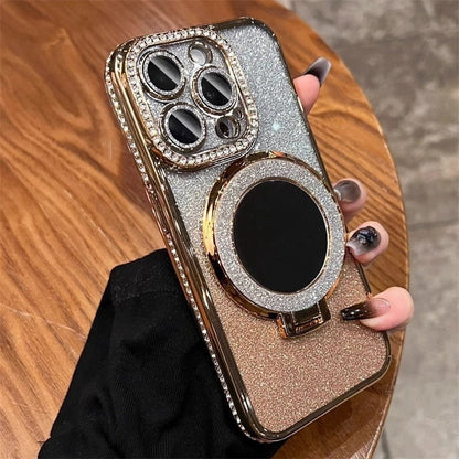 LovelyRLovely LovelyRLovely Glitter Protective Mirror Gradient Gold / IPhone11 LovelyRLovely Glitter Protective Mirror Bracket Phone Case