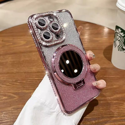 LovelyRLovely LovelyRLovely Glitter Protective Mirror Gradually Varied Pink / IPhone11 LovelyRLovely Glitter Protective Mirror Bracket Phone Case