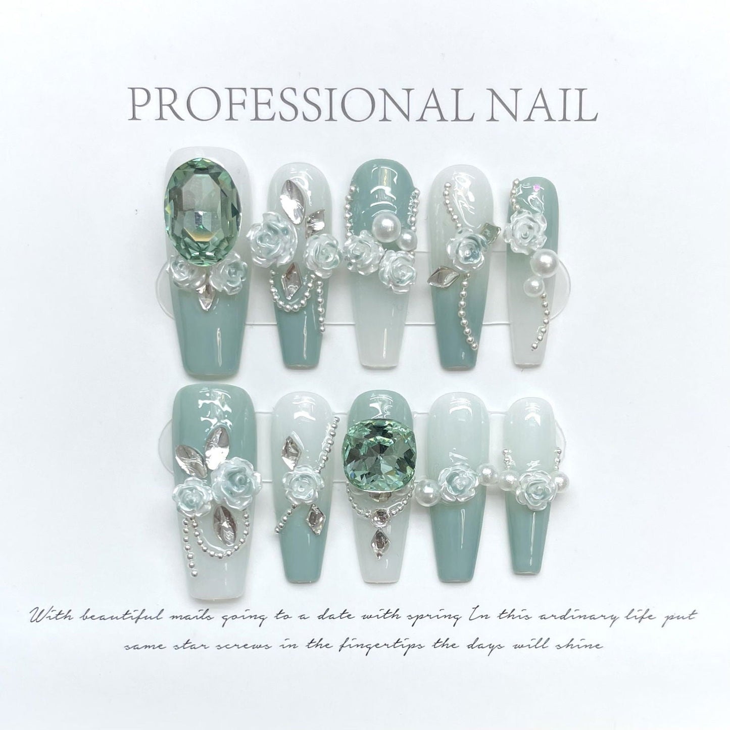 LovelyRLovely LovelyRLovely Green Diamond Camellia Nai LovelyRLovely Green Diamond Camellia Nails