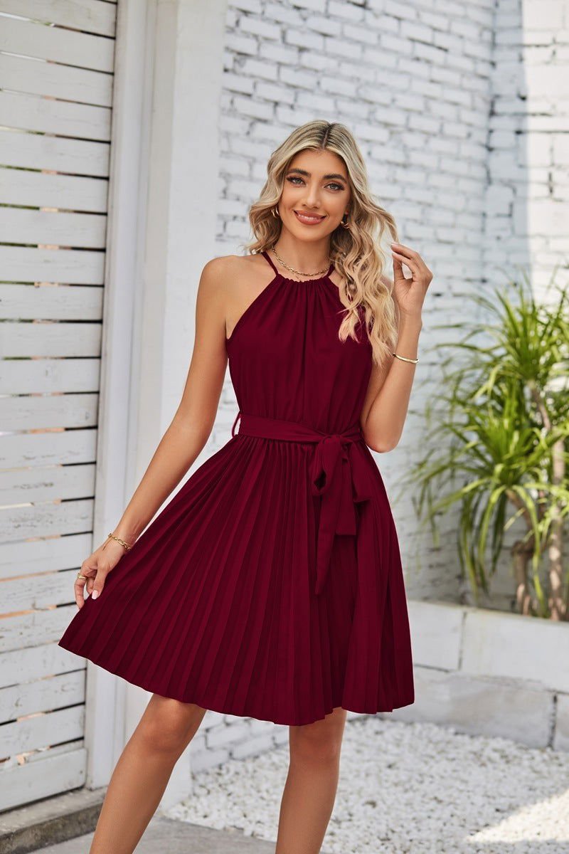 LovelyRLovely LovelyRLovely Halter Strapless Dress Burgundy / L LovelyRLovely Halter Strapless Dress