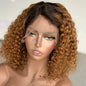 LovelyRLovely LovelyRLovely Hand-Knitted Side Part Bo Brown / 12inch LovelyRLovely Hand-Knitted Side Part  Bob Wavy Ombre Lace Wig