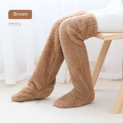 LovelyRLovely LovelyRLovely High Over Knee Fuzzy Long Brown / Average Size LovelyRLovely High Over Knee Fuzzy Long Socks