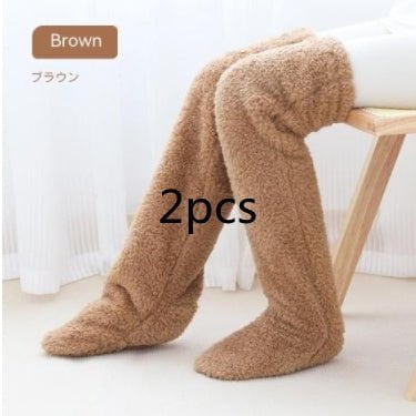 LovelyRLovely LovelyRLovely High Over Knee Fuzzy Long Brown2pcs / Average Size LovelyRLovely High Over Knee Fuzzy Long Socks