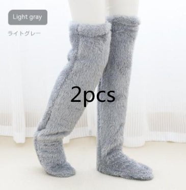 LovelyRLovely LovelyRLovely High Over Knee Fuzzy Long Silver Gray2pcs / Average Size LovelyRLovely High Over Knee Fuzzy Long Socks