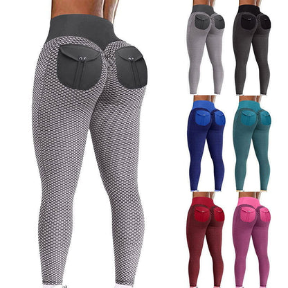 LovelyRLovely LovelyRLovely High Waist Hip-lift Honeyc LovelyRLovely High Waist Hip-lift Honeycomb Yoga Pants With Pocket