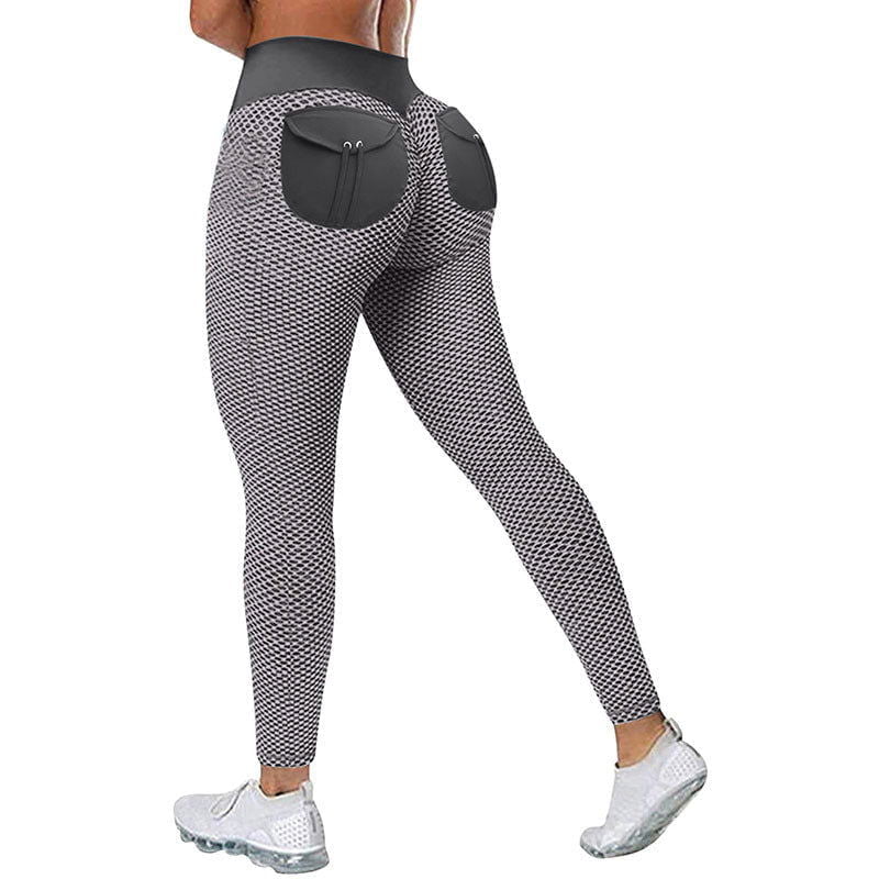 LovelyRLovely LovelyRLovely High Waist Hip-lift Honeyc LovelyRLovely High Waist Hip-lift Honeycomb Yoga Pants With Pocket