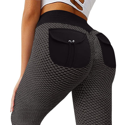 LovelyRLovely LovelyRLovely High Waist Hip-lift Honeyc LovelyRLovely High Waist Hip-lift Honeycomb Yoga Pants With Pocket