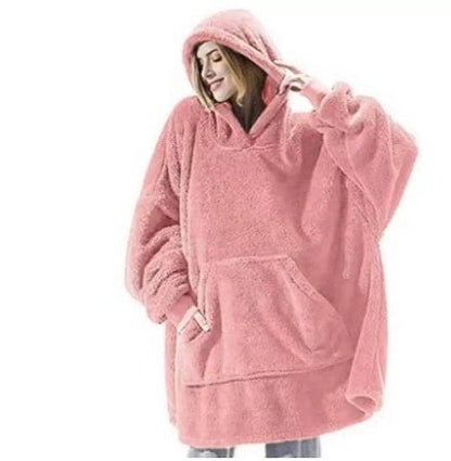 LovelyRLovely LovelyRLovely Hoodie Loose Double-Sided Pink / One size LovelyRLovely Hoodie Loose Double-Sided Fleece Wearable Blanket