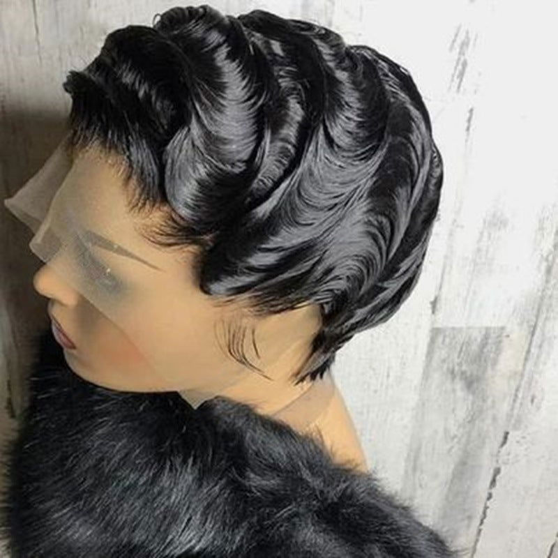 LovelyRLovely LovelyRLovely Human Hair Deep Wave Pixie Black LovelyRLovely Human Hair Deep Wave Pixie Cut Bob Wig