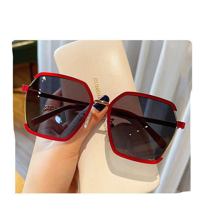 LovelyRLovely LovelyRLovely Ins Vintage Half-Frame Sun Red frame black grey LovelyRLovely Ins Vintage Half-Frame Sunglasses